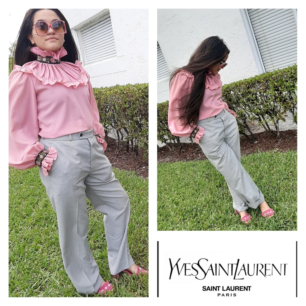 Vintage YSL Gray Trousers Slack Pant Saint Laurent